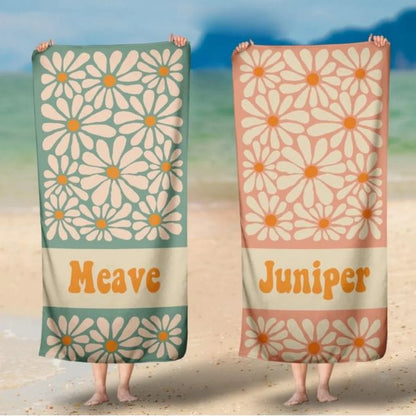 Custom Beach Towels Name Personalized Absorbent Bath Towels Anti-sand Summer Seaside Pool Towel Festival Gifts DAD MOM Family