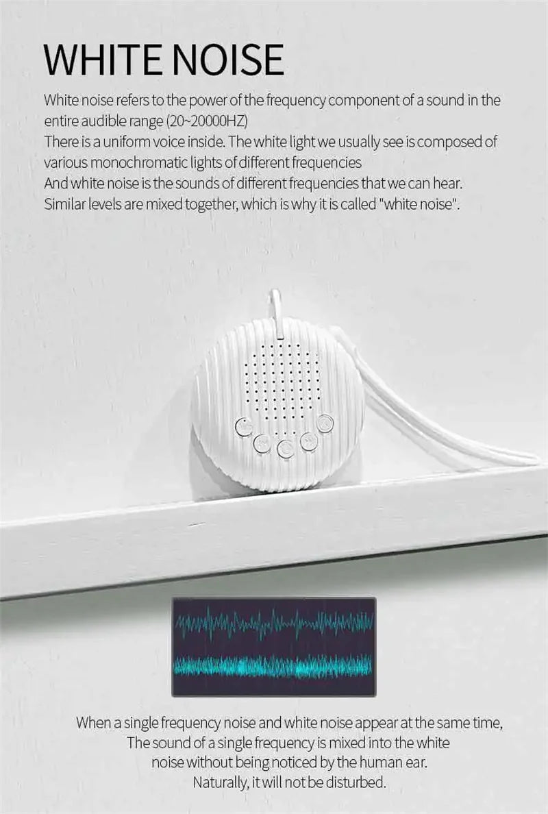 Baby Sleep Aid Machine 10 Soothing Sounds White Noise Sound Machine Timed Shutdown Rechargeable Sleep Soother Relaxation Monitor