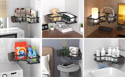 No Drilling Stainless Steel Triangle Double Layer Shelf for Bathroom Balcony Kitchen Corner Storage Space Saving Durable Design