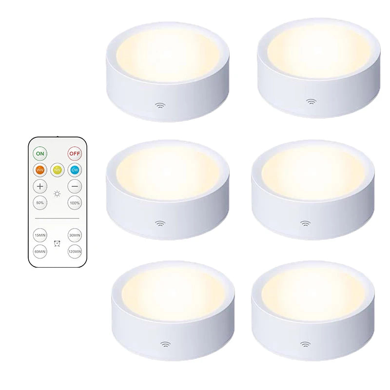 Smart Remote Control Cabinet Light Battery Powered Night Light Dimmable Warm/White Light Kitchen Light Closet Aisle Stairs Light
