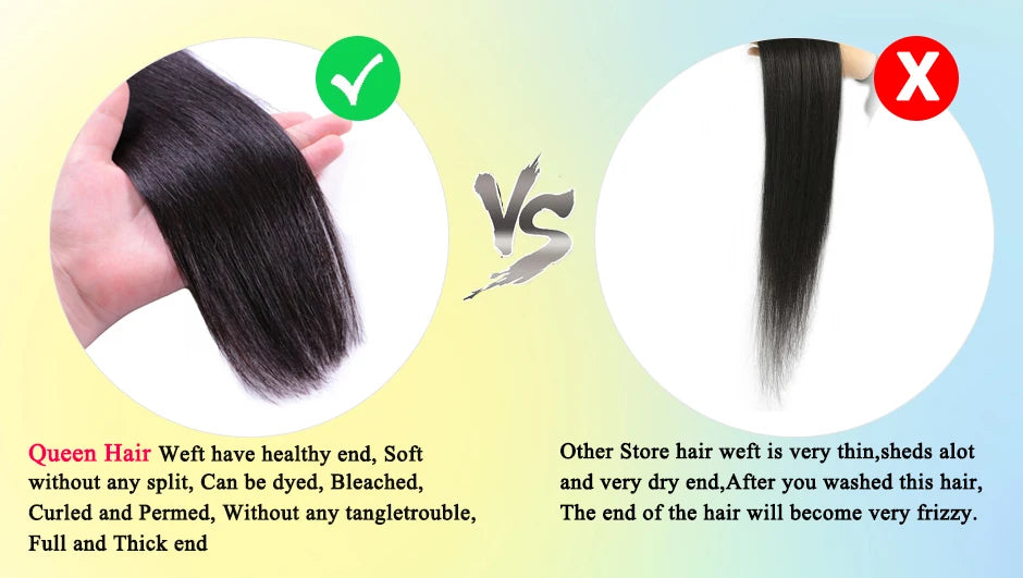 Queen Hair Raw Straight Hair 100% Human Hair Unprocessed Raw Hair Bundles Weave Extension Brazilian Hair Natural Color