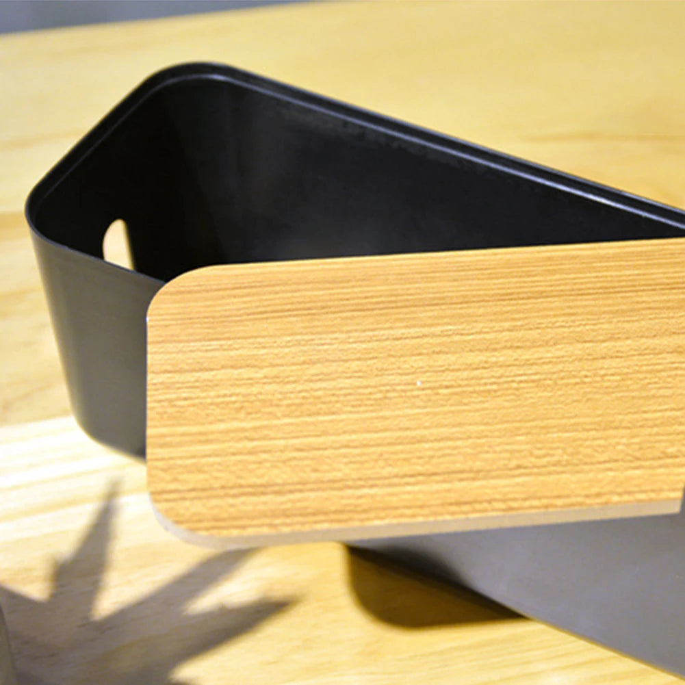 Socket Cable Organizer Box Wooden Style Cord Storage Case Dustproof Charging Data Cable Management Device for TV Wires/Computer