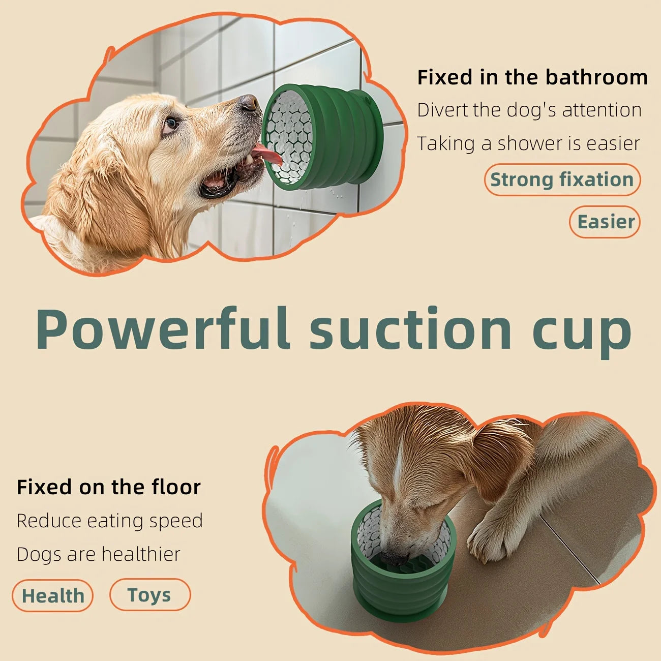 Silicone Slow Feeder  Dog Bowl with Suction Cup - Non-Slip, Healthy Eating Pet Dish for Small Breeds