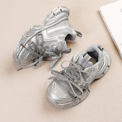 2024 Children Sneakers for Girls Autumn New Fashion Korean Style Soft Comfortable Casual Anti-slippery Sweet Bowtie Sports Shoes