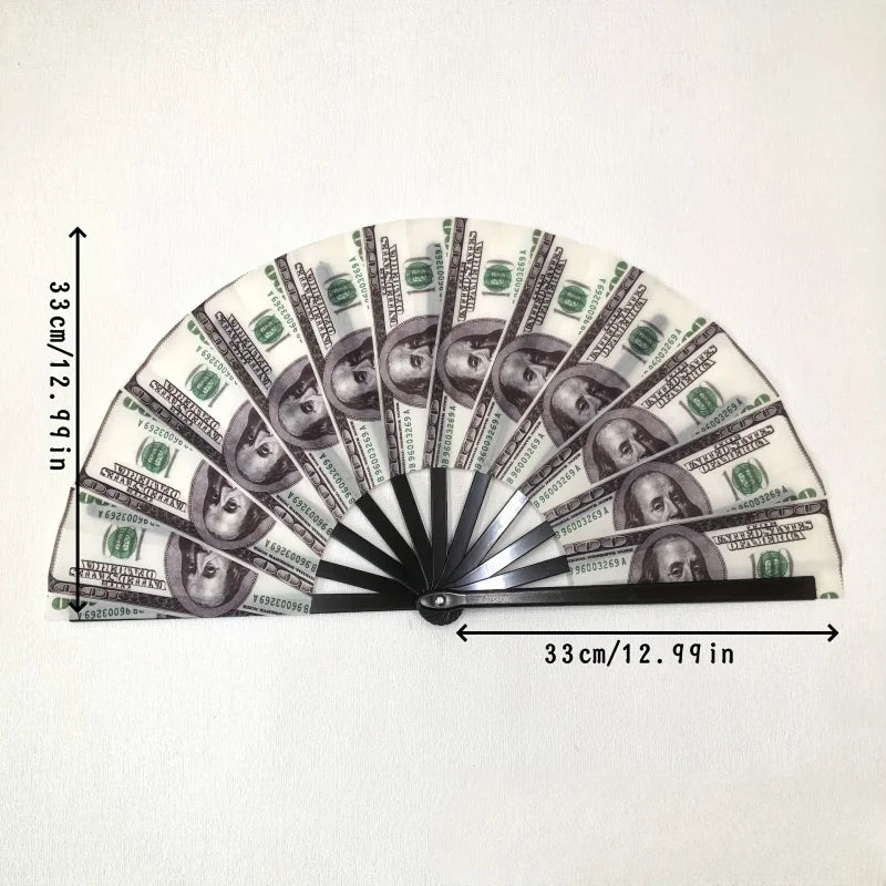 Unique Folding Fan with Dollar Print, Highly Personalised Handheld Fan. Suitable for Parties, Weddings, Club Events