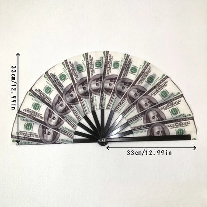 Unique Folding Fan with Dollar Print, Highly Personalised Handheld Fan. Suitable for Parties, Weddings, Club Events