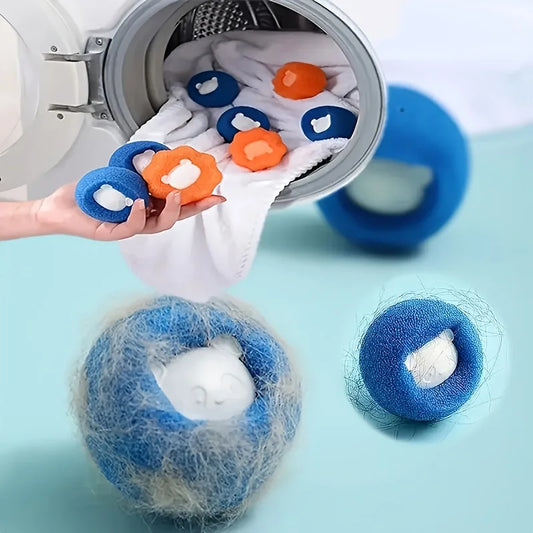 6pc Reusable Pet Hair Removal Laundry Balls Blue Fuzzy Cleaning Balls to Prevent Clogs,Machine Safe Pet Hair Laundry Accessories