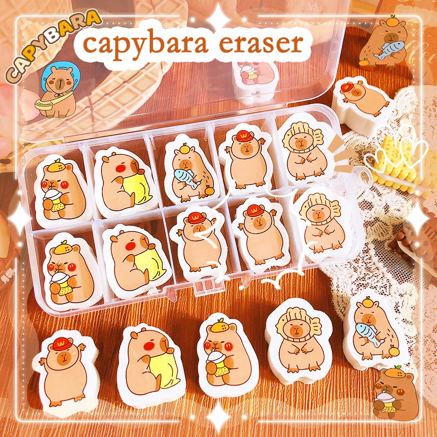 school useful teacher gift kawaii stationery supplies office accessories funny erasers cute capybara rubber Aesthetic stationery