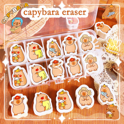 school useful teacher gift kawaii stationery supplies office accessories funny erasers cute capybara rubber Aesthetic stationery
