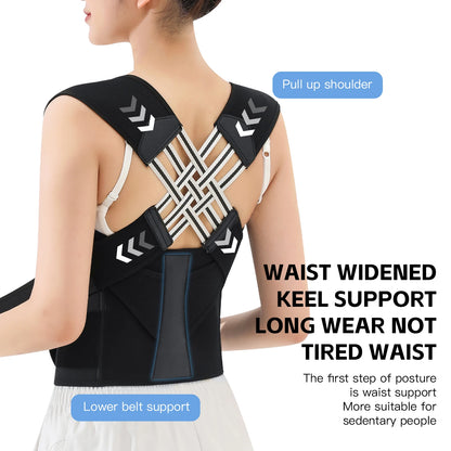 Black Posture Corrector Brace for Women Breathable Elastic Back Posture Correction Belt Adjustable Shoulder for Students