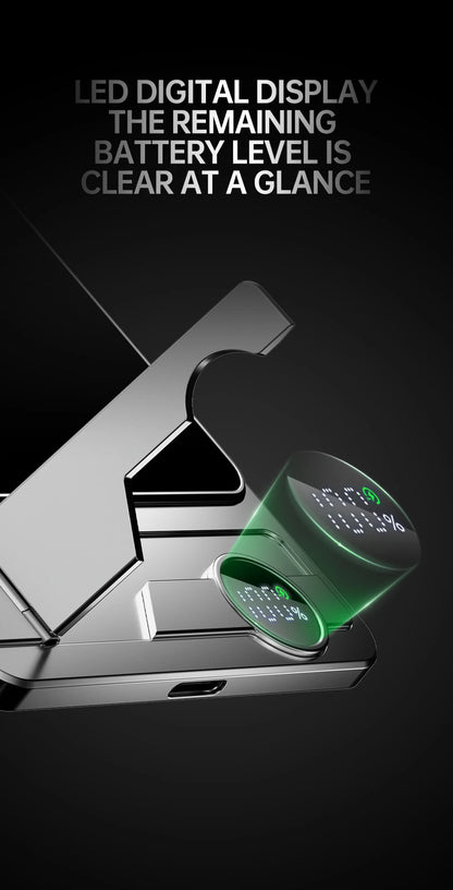 Portable Charger Powerbank With Cable PD20W Power Bank Wireless 15W With Phone Holder LED Display Mobile Phone Backup Battery