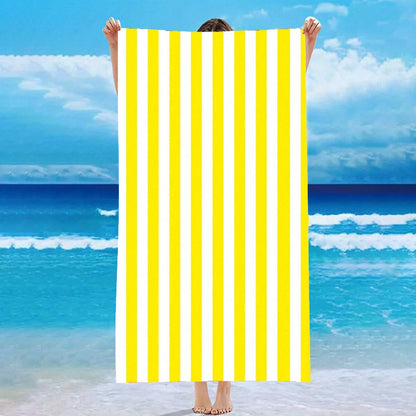 Blue White Striped Beach Towel - Quick-Dry Absorbent Polyester for Beach & Pool, Soft & Lightweight