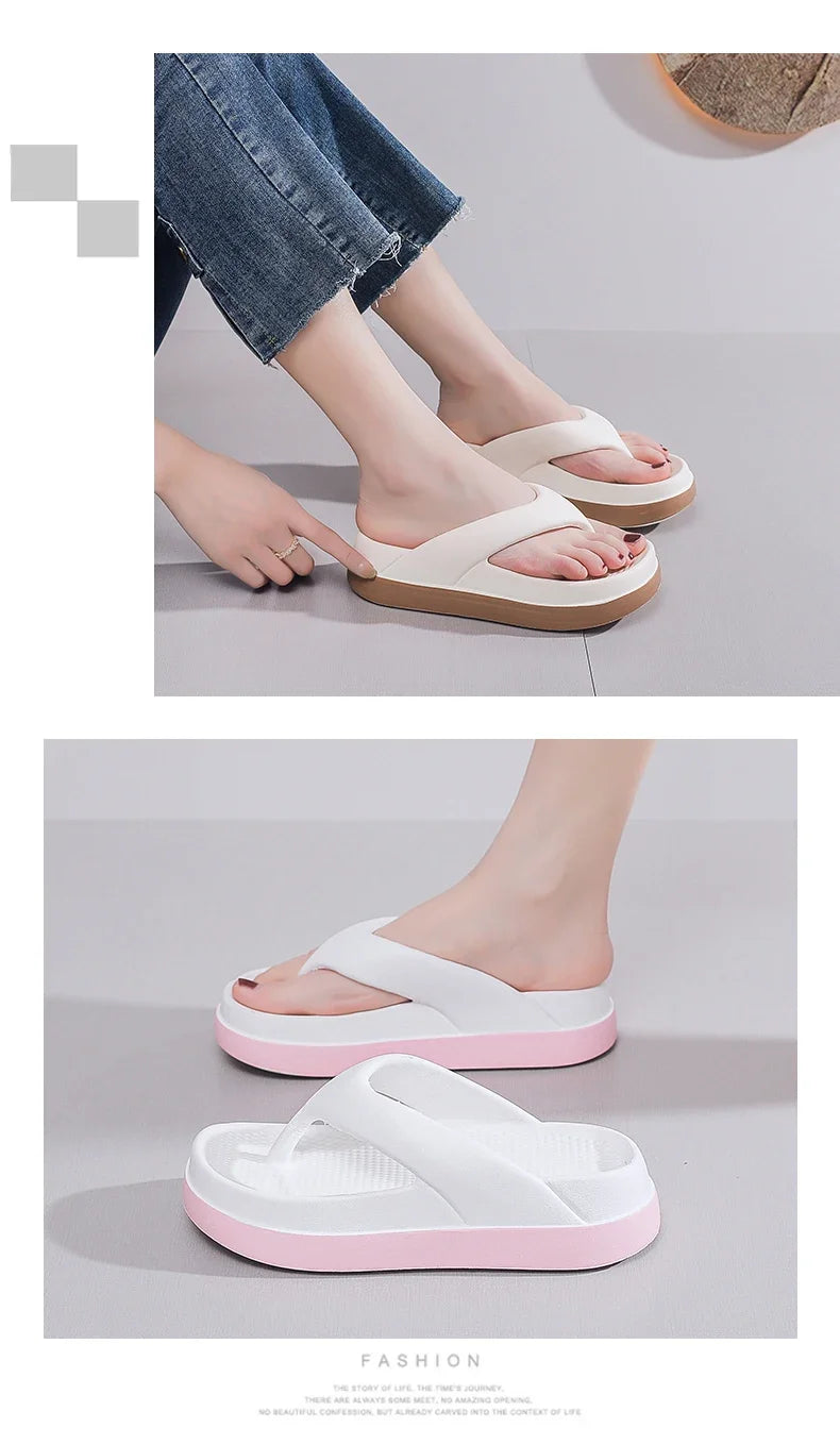 Platform Flip Flops for Women, Outdoor Beach Sandals 2025 Popular Design Non-slip Slippers Comfortable, Soft And Thick Sole