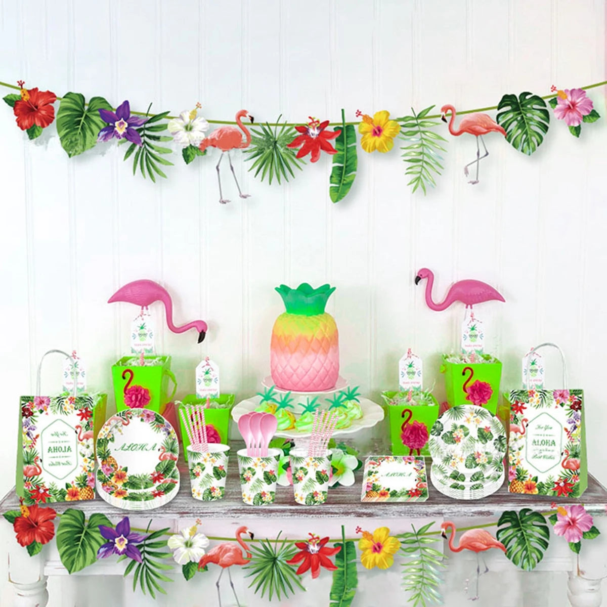 Hawaii Party Luau Flamingo Party Pink Flamingos Decor Pineapple Summer Wedding Party Birthday Girl Hawaiian Party Decor Tropical