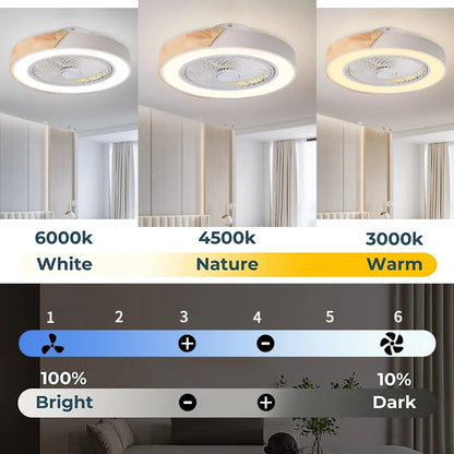 Smart Ceiling Fans With Light For Living Room Dining Room Blades Reversible 6 Speeds 52CM Fans Lighting 110V/220V