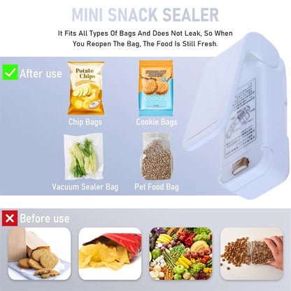 Mini Packaging Sealer Portable Plastic Bag Clip Sealing Machine Food Storage Seal Snack Sealing Household Kitchen Gadgets