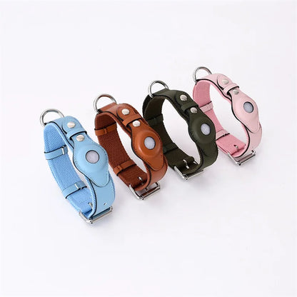 Leather Dog Collar Pet Adjustable Necklaces With Luxury Design For Apple Airtag LocationPositioning Device Cover Cat Accessories