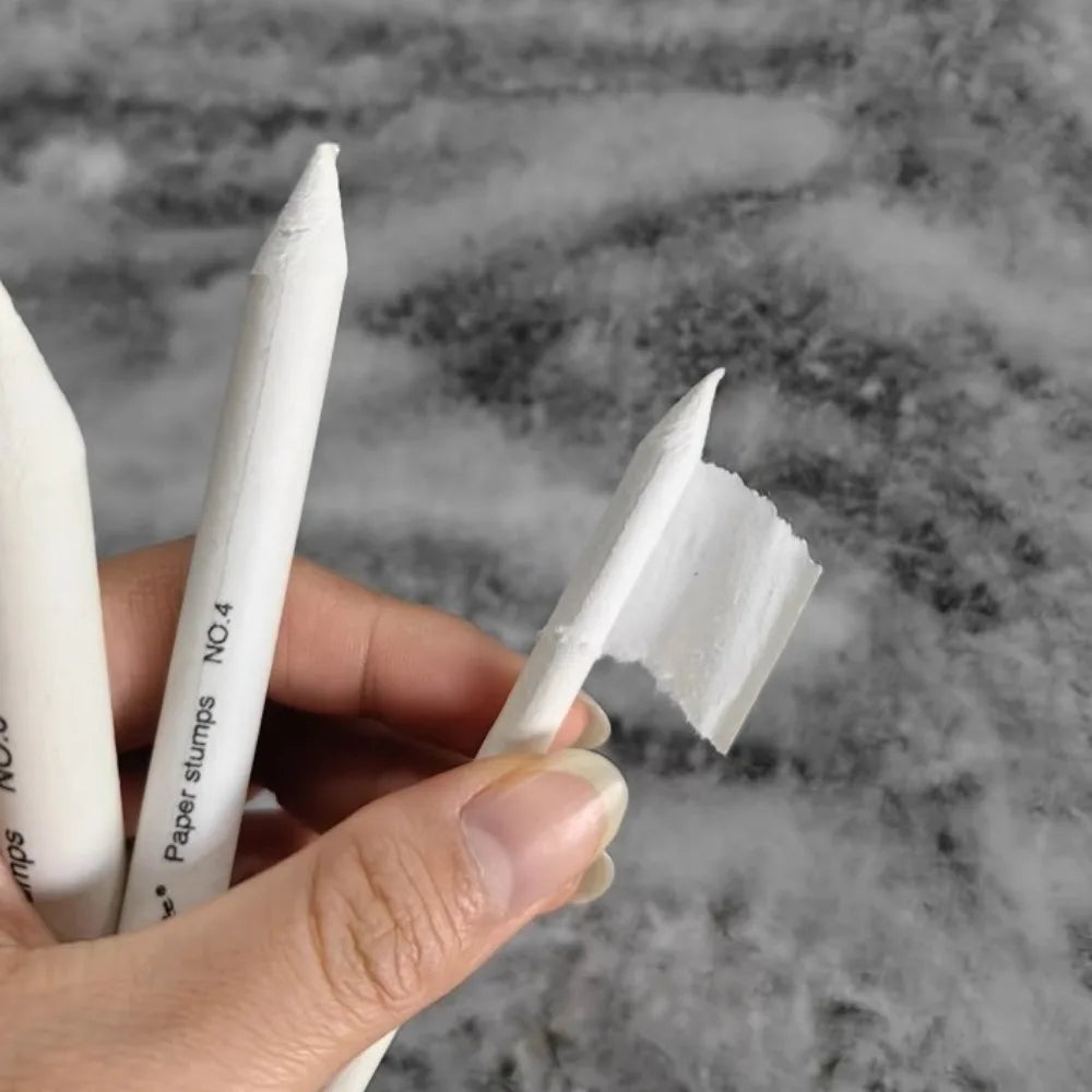 7Pcs/Set Professional Blending Stumps Paper Painting Art Supplies Art Blenders Sandpaper Pencil Durable White
