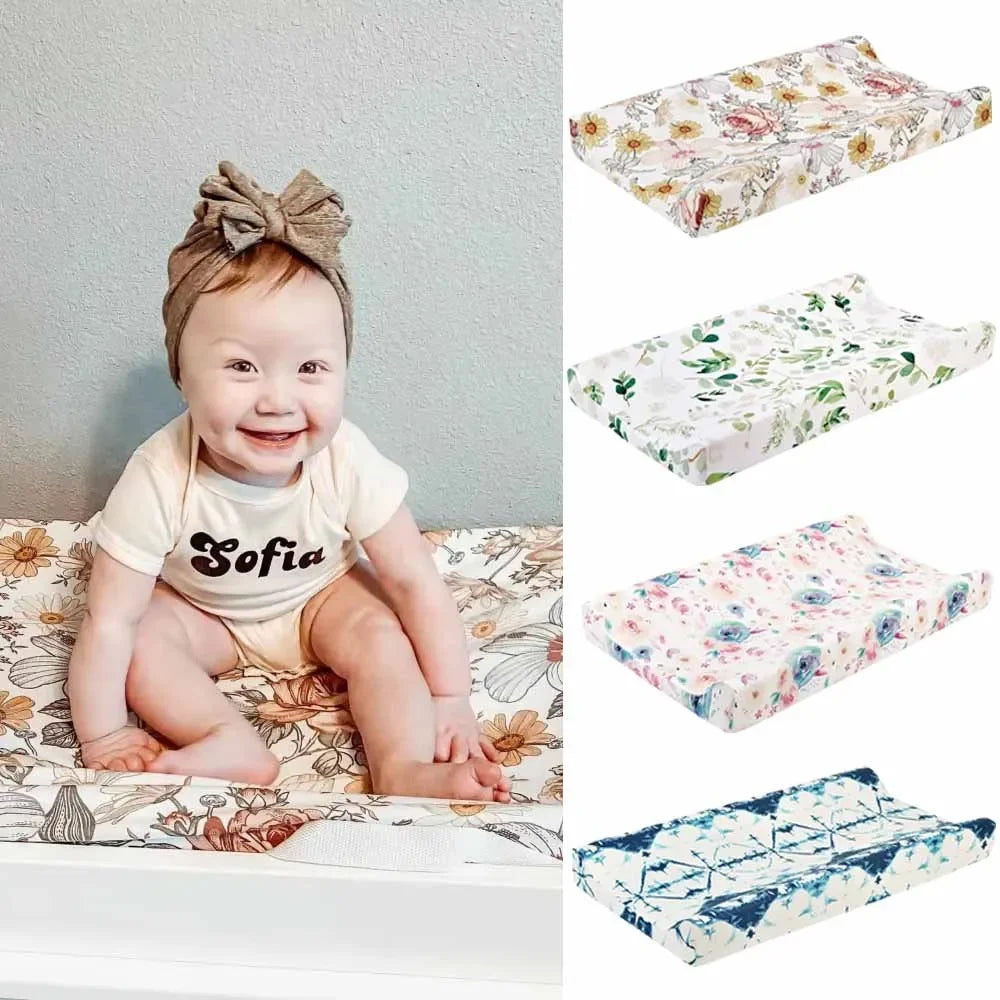 Newborn Change Table Covers Baby Diaper Changing Pad Cover Printing Design Breathable Soft Reusable Diaper Changing Mat Cover