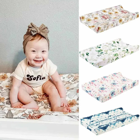 Newborn Change Table Covers Baby Diaper Changing Pad Cover Printing Design Breathable Soft Reusable Diaper Changing Mat Cover