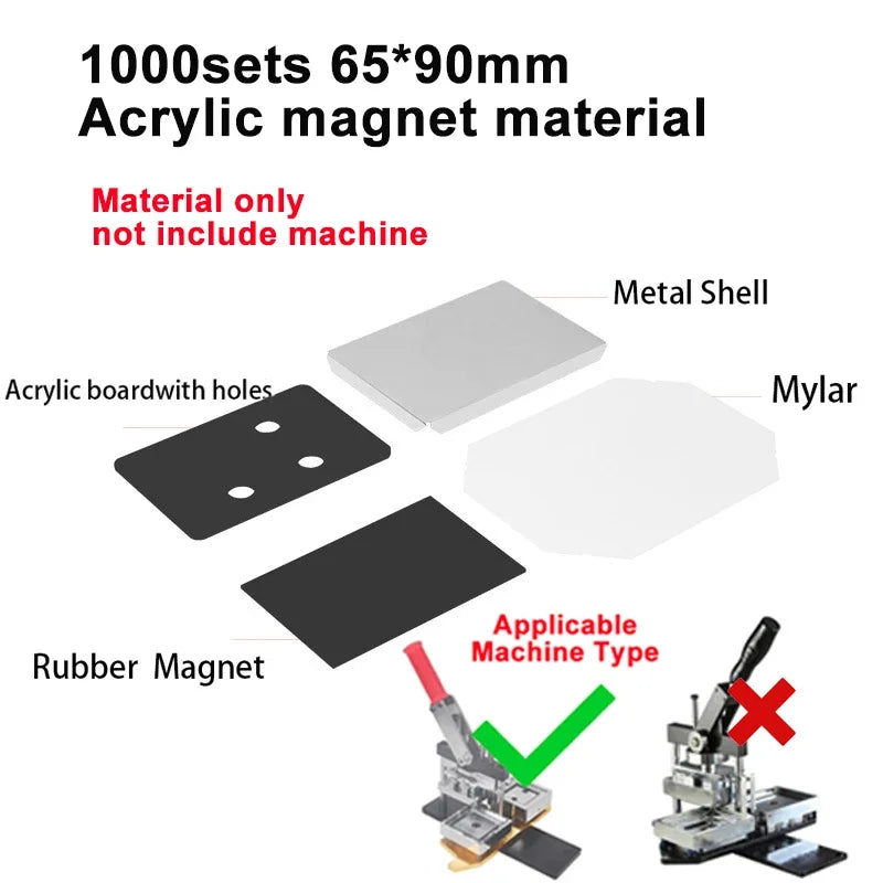 50-80mm DIY Fridge Magnet Maker Machine Rectangular 100Pc Magnet Materials Supply Paper Cutter Photo Refrigerator Sticker Making