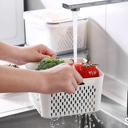 1pcs Refrigerator Storage Box Fridge Organizer Fresh Vegetable Fruit Drain Basket Storage Container Pantry Kitchen Organizer