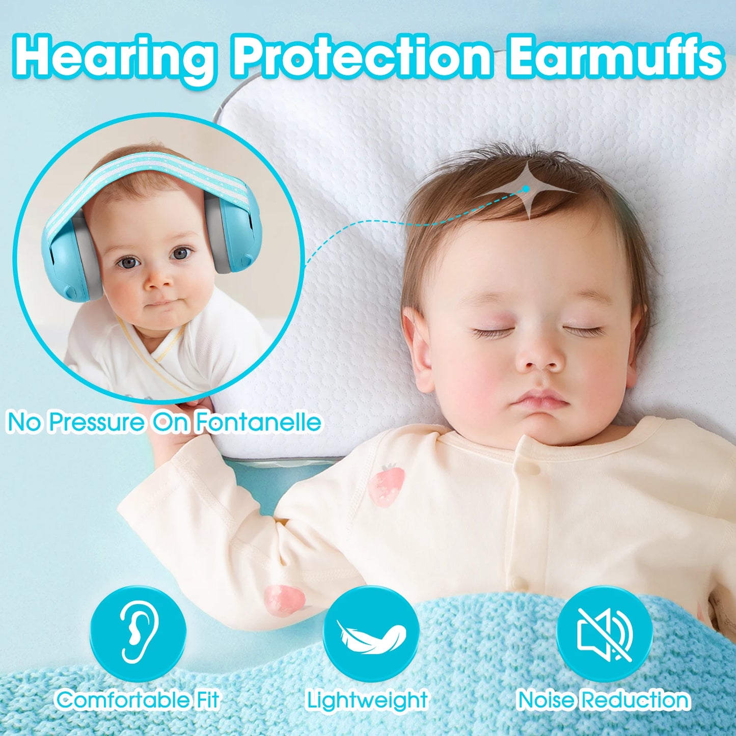 Baby Noise Cancelling Headphones Ear Protection Earmuffs For Infants with Elastic Headband Airplane Travel Baby Accessories