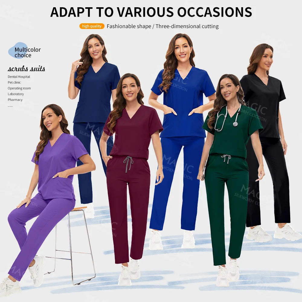 Hospital Surgical Clothes Medical Uniform Women Scrub Set Doctor Nurse Accessories Dental Clinic Scrub Set Beauty Salon Workwear