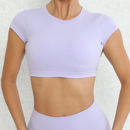 New Sports Shirts Breathable Workout Sportswear Fitness Backless Yoga Clothing Chest Pads Sport Crop Tops Gym Top Women