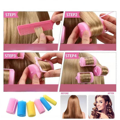 12pcs/lot Sponge Foam Hair Rollers Soft Household DIY Styling Curlers Cushion Rollers Travel Salon Styling Hairdressing Tools