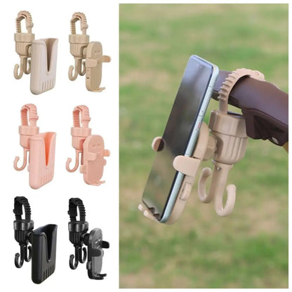 2 in 1 Baby Stroller Hooks Rotatable Creative Stroller Phone Holder Stable Detachable Bicycle Hanging Double Hook Universal