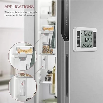 A25F-Wireless Refrigerator Thermometer Digital Freezer Thermometer Temperature Monitor with 2 Sensors for Indoor Outdoor