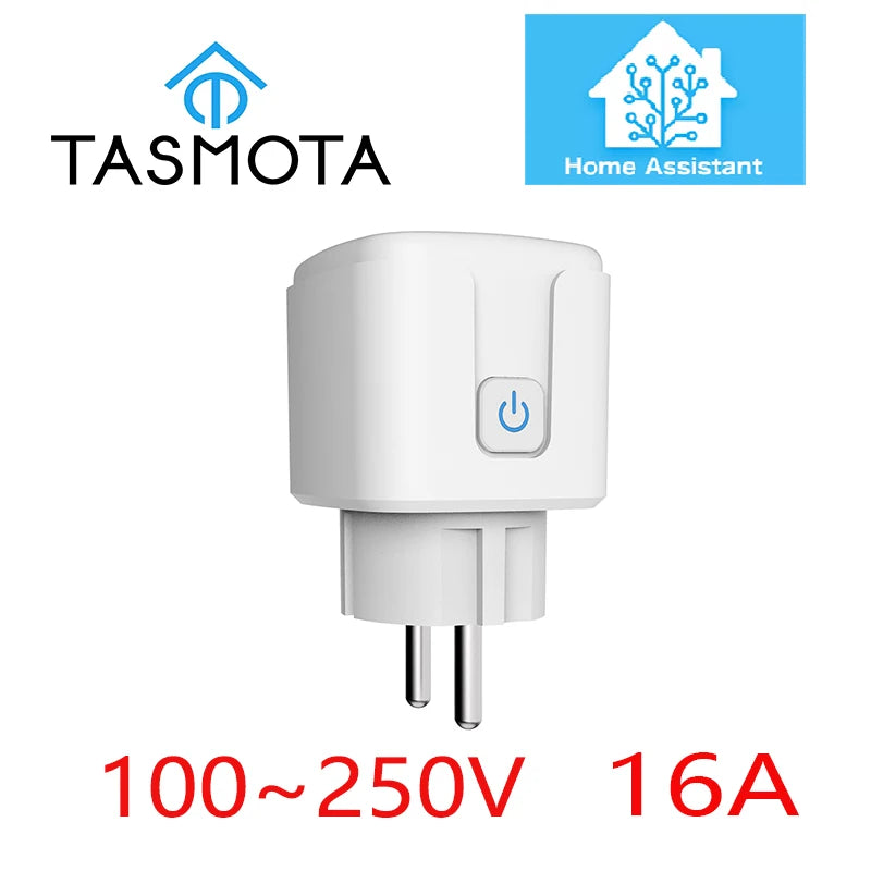 Pre Flashed TASMOTA EU Plug WIFI 16A Adapter Smart Socket Outlet with Power Monitor MQTT Works With Home Assistant ESP8285