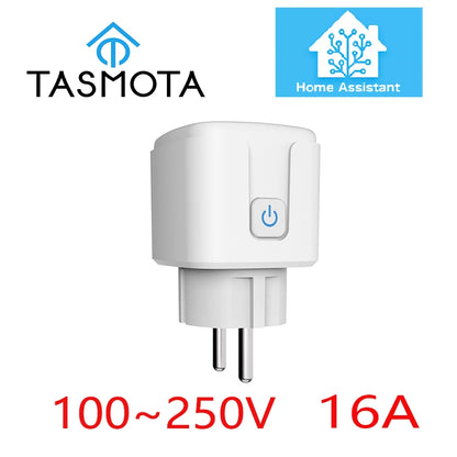 Pre Flashed TASMOTA EU Plug WIFI 16A Adapter Smart Socket Outlet with Power Monitor MQTT Works With Home Assistant ESP8285