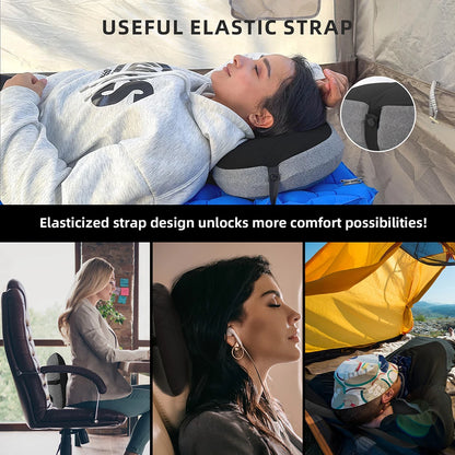 Inflatable Camping Pillow with Removable Washable Cover,Travel Pillow for Neck Support,Hiking,Backpacking,Office,Airplane,Car