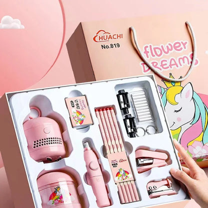 Electric Pencil Sharpener Electronic Stationery Set Erasers Mechanical Kit Student Set Box Gifts for Children School Supplies