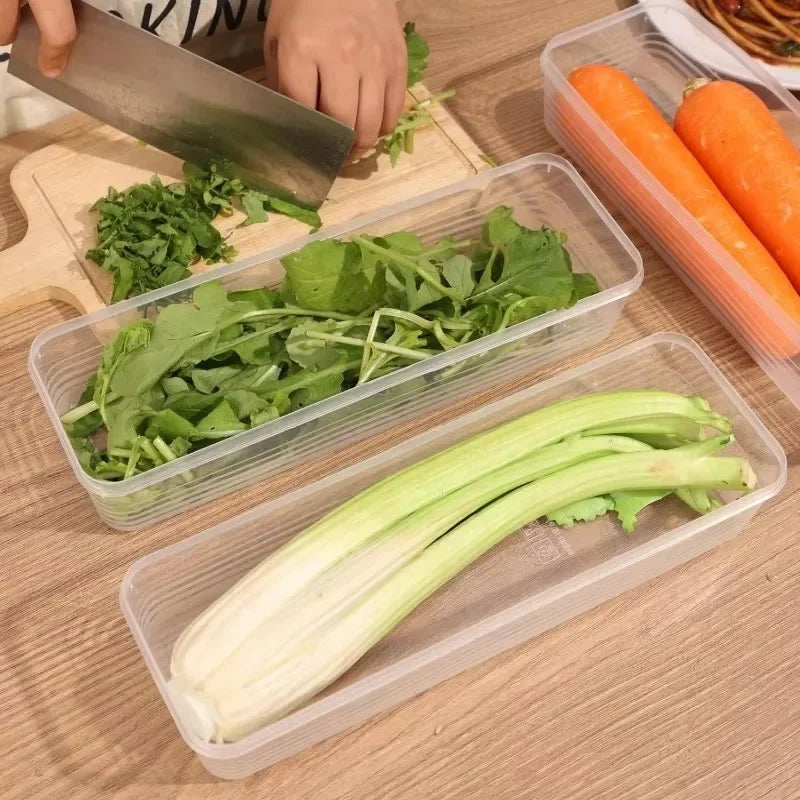 Fresh Box Refrigerator Storage Boxes Scallions Food Container with Lid Cold Crisper Sealed Kitchen Fresh Fruit Fridge Organizer