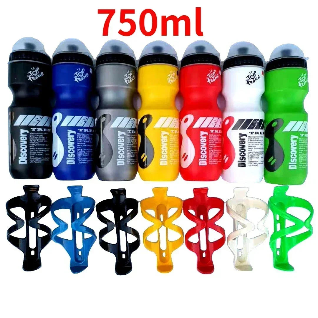 750ML Portable Cycling Equipment Cycling Bottles Mountain Bicycle Water Bottle Outdoor Sport Camping Drink Jug Free Cup Holder