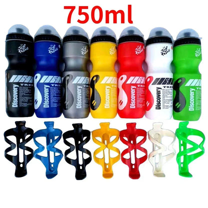 750ML Portable Cycling Equipment Cycling Bottles Mountain Bicycle Water Bottle Outdoor Sport Camping Drink Jug Free Cup Holder