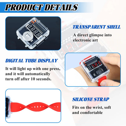DIY Electronic Watch Kit LED Digital Tube Display Creative Soldering Project Transparent Case 3V DIY Kit Electronic