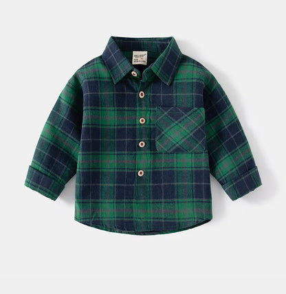 New Children's Clothes 2025 Kids Shirts With Collar Boys' Cotton Long Sleeved Baby Clothing Casual Top Plaid Blouse for Boy 2-7Y