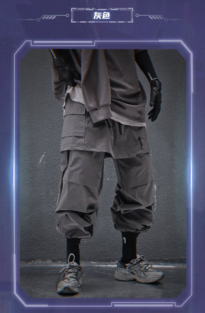 Techwear Tactical Skirt Pants Men's Fashion Streetwear Baggy Cargo Pants Joggers Black Loose Sweatpants