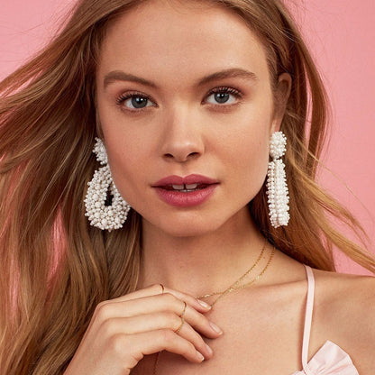 Bohemian Black Beaded Earrings Handmade Beads Drop Dangle Earrings For Women Statement Earrings Big Jewelry Brincos Accessories