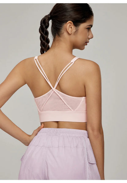 Sports Bra for Women, Shockproof Fixed Cup, Sexy and Beautiful Back, Breathable Fitness Bra with Chest Cushion