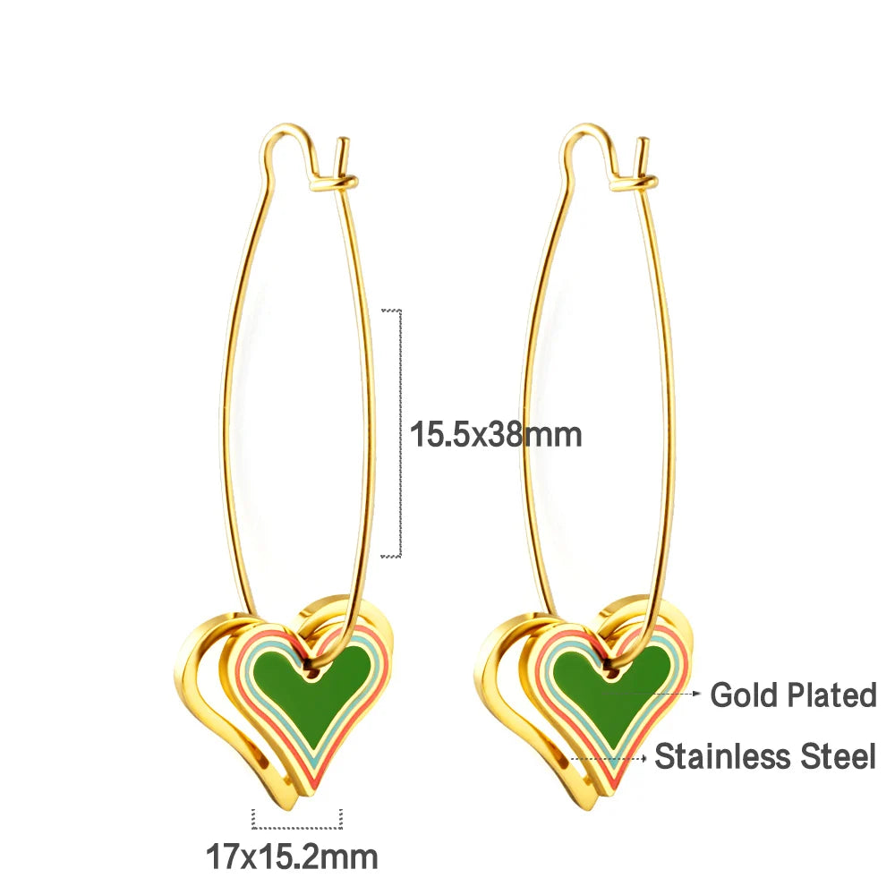 LUXUSTEEL Golden Heart style Women's Hoop Earrings Stainless Steel Female Earring Flower Star Drop Ear ring Jewelry Gifts