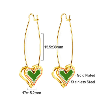 LUXUSTEEL Golden Heart style Women's Hoop Earrings Stainless Steel Female Earring Flower Star Drop Ear ring Jewelry Gifts