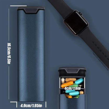 1Pcs 7 Day Weekly Pill Organizer,Premium Stylish Aluminum and Wood Large Capacity Pill Box for Supplements,Vitamins and Medicine