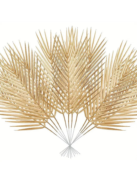 6/12 gold faux palm fronds, outdoor faux palm fronds, fake tropical palm fronds, birthday and wedding party decorations