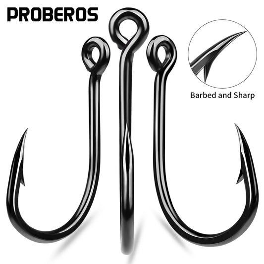 PROBEROS 10Pcs/lot Thick High Carbon Steel Fishhook Lron Hook With Barb Hook for Haihu River Fishing Gear Accessories Wholesale