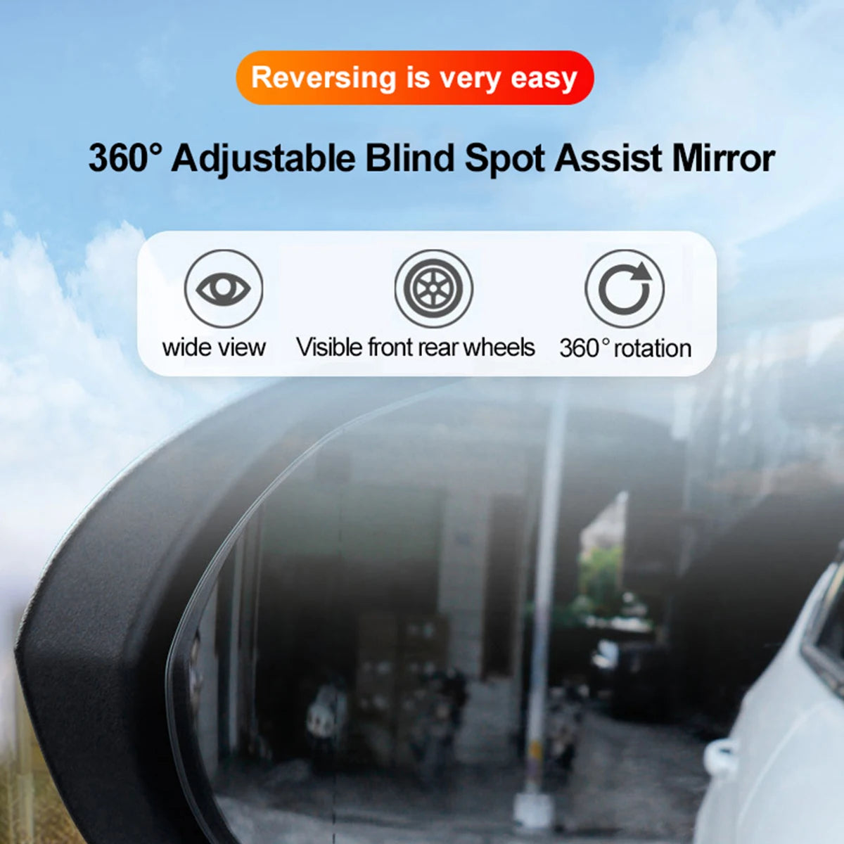 2Pcs Car Blind Spot Rear View Mirror 360° Rotation Adjustable Auxiliary Rearview Mirrors Auto Rear View Parking Safety Driving